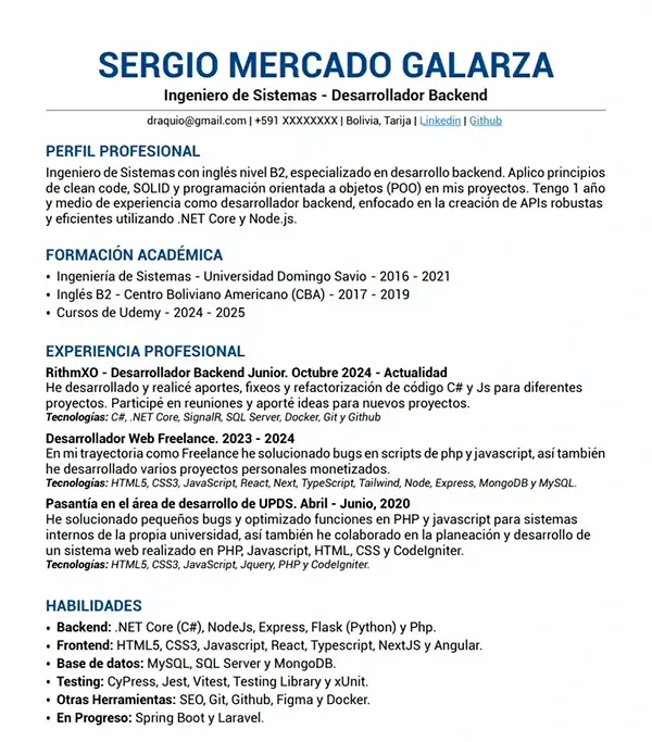CV generado de referencia